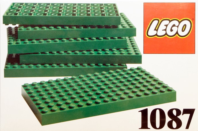 LEGO 1087 6 Lego Baseplates 8 x 16 Green